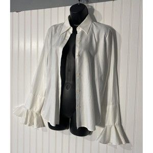 lauren ralph lauren button down shirt bell sleeves medium white